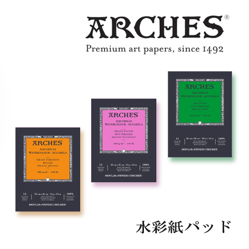 アルシュ ARCHES 水彩画紙 黒 grain satine-