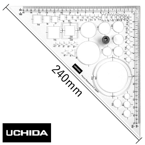 ウチダ ツマミ付き三角定規プラスアルファ2（014-0286）