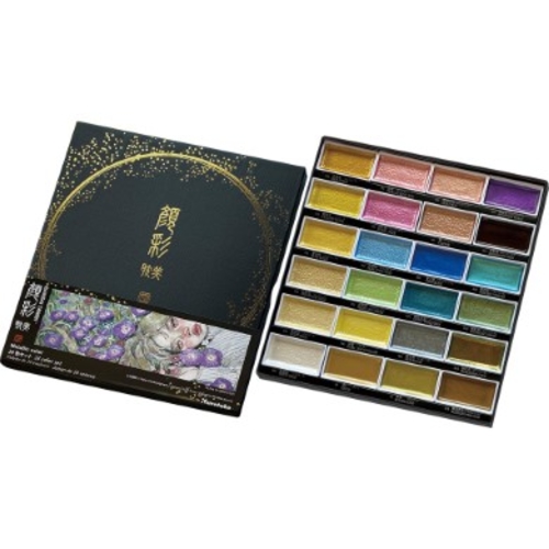 【数量限定】呉竹 顔彩耽美 メタリックカラー24色セット 2